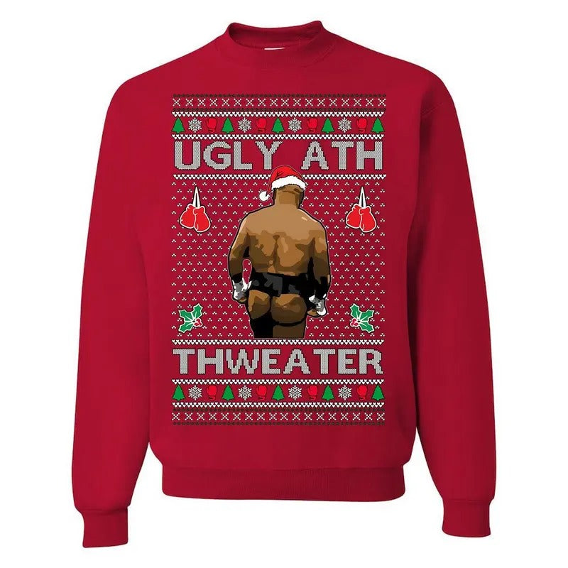 Ugly Ath Sweater Merry Chrithmith sweatshirt/hoodie/tshirt, Mike Tyson Butt Viral Ugly Ass Boxing Fight Meme Men Women Funny Ugly Christmas Sweater Cotton, sweatshirt trend