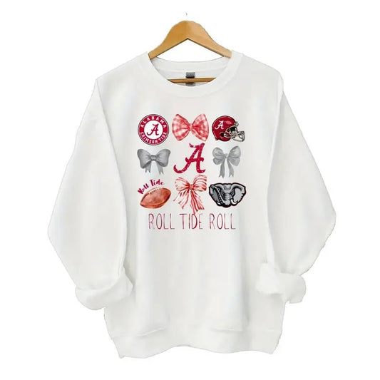 Alabama Crimson Tide Coquette Sweatshirt/hoodie/tshirt, Roll Tide Crewneck, Alabama University Coquette Classic Cotton Sweaters