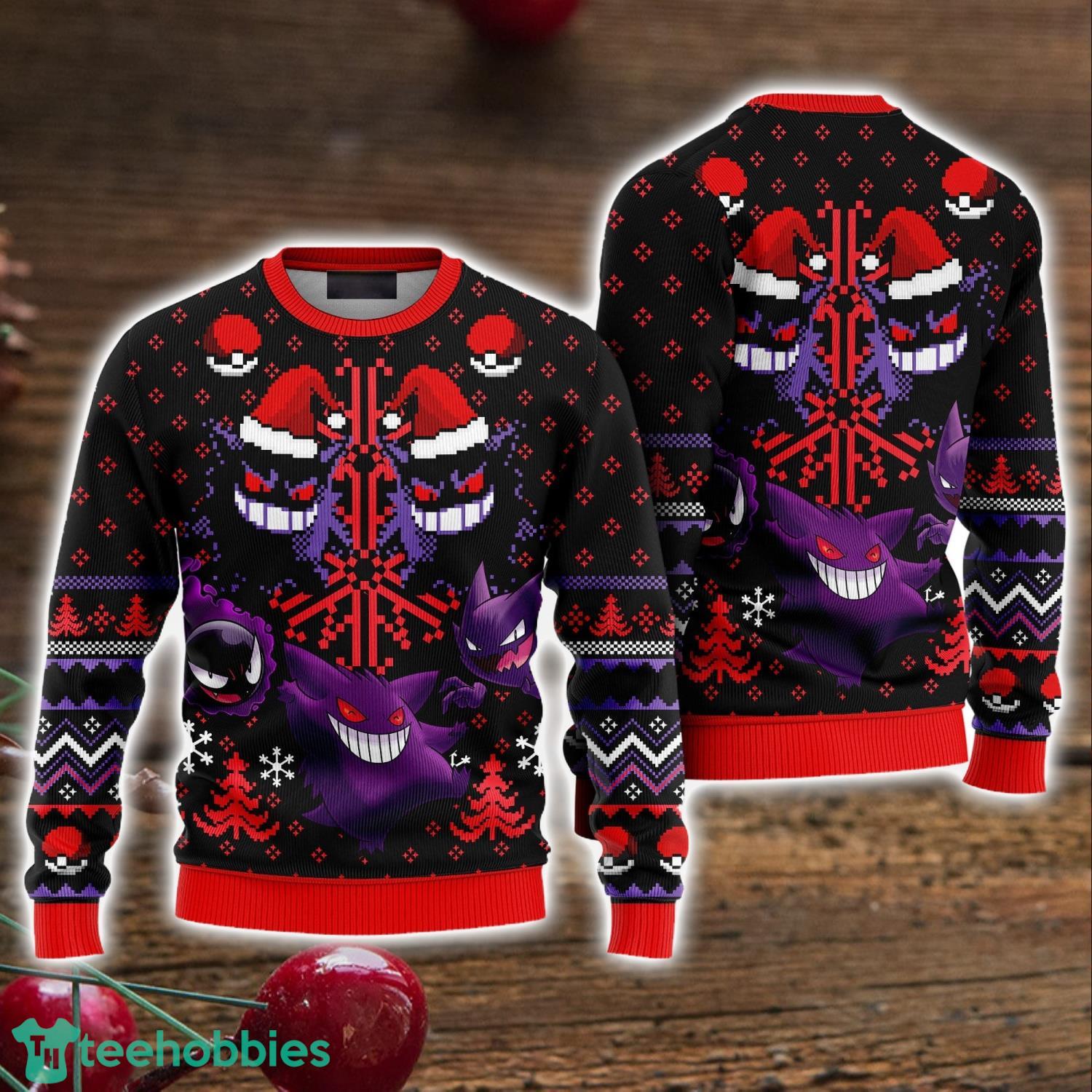 Ugly Sweater Ghosts Gengar Ghastly Ghost Christmas Shirt Funny Ghost Xmas Ugly Christmas Sweater Holiday Sweater