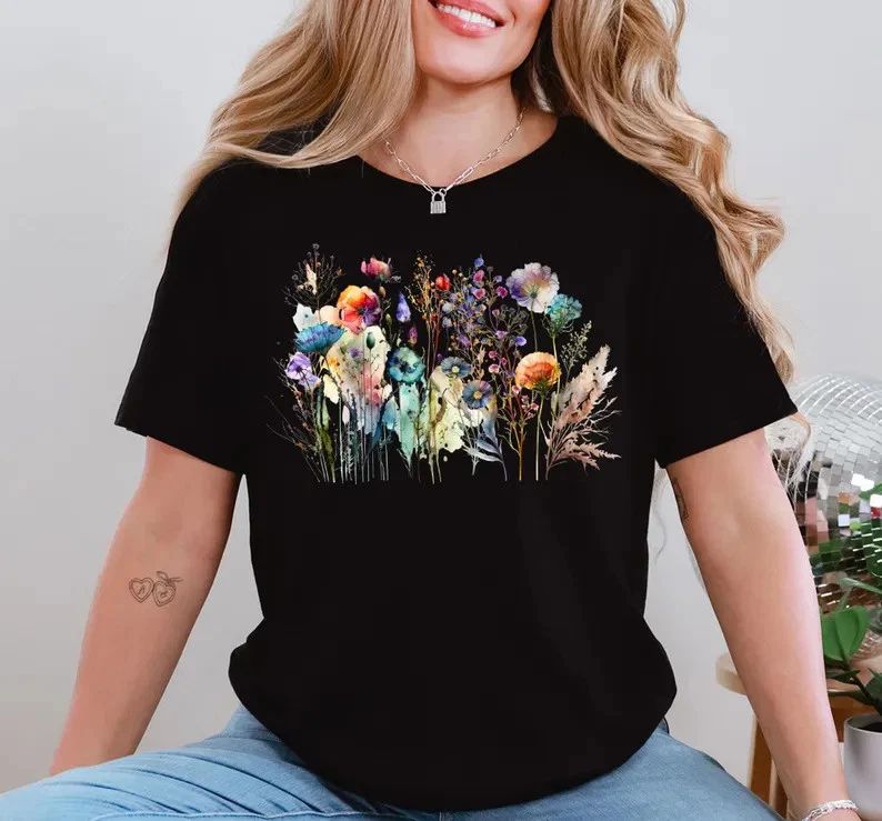 Boho Cottagecore Wildflowers Comfort Tee Shirt Nature