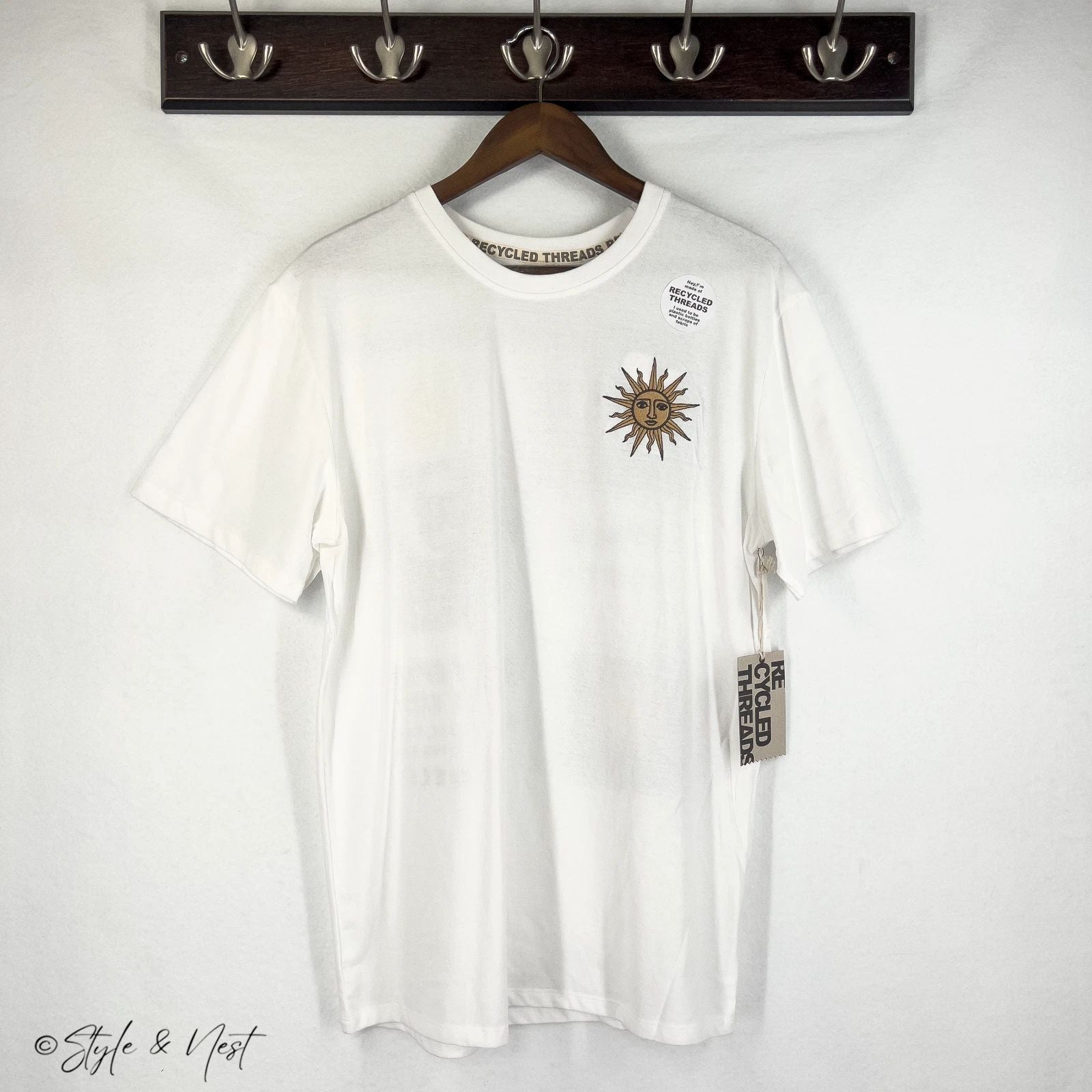 Recycled Threads Sun Moon Celestial Tarot Retro Y2K Hippie Men's Tee Size Large