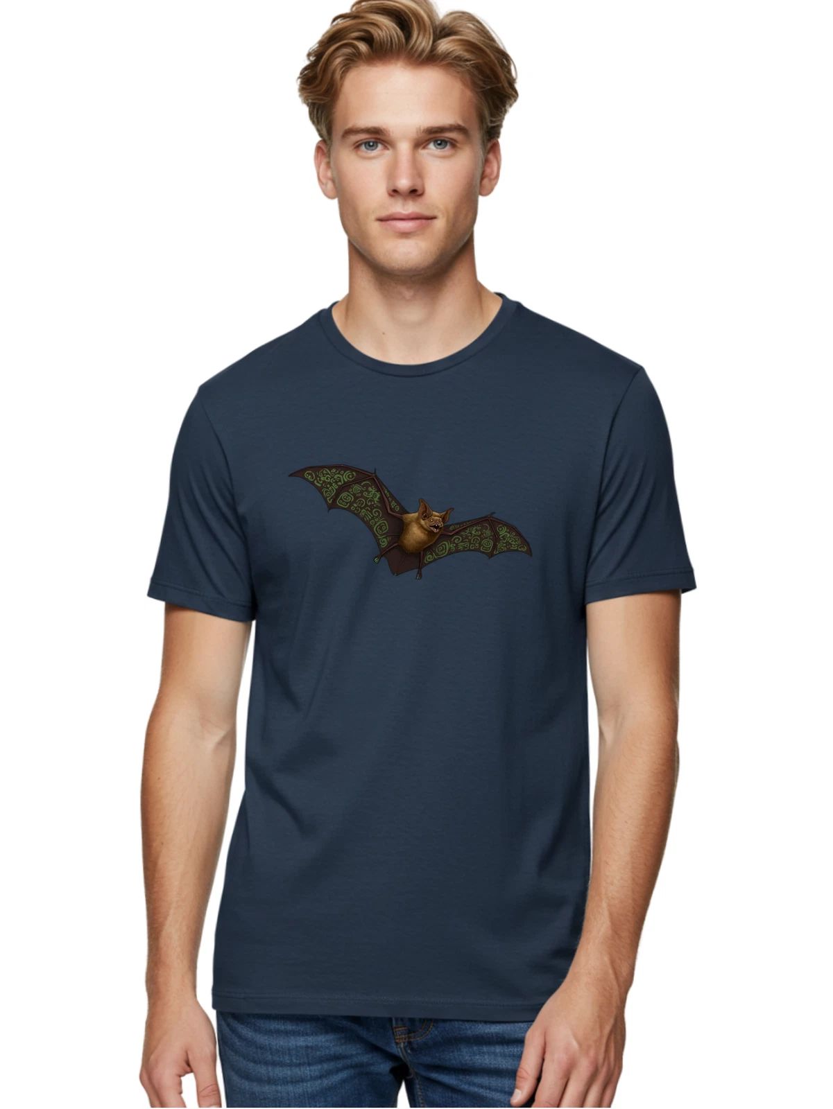 Flying-Bat-2 Mens Graphic Tee, 100% Cotton, Casual Summer Wear