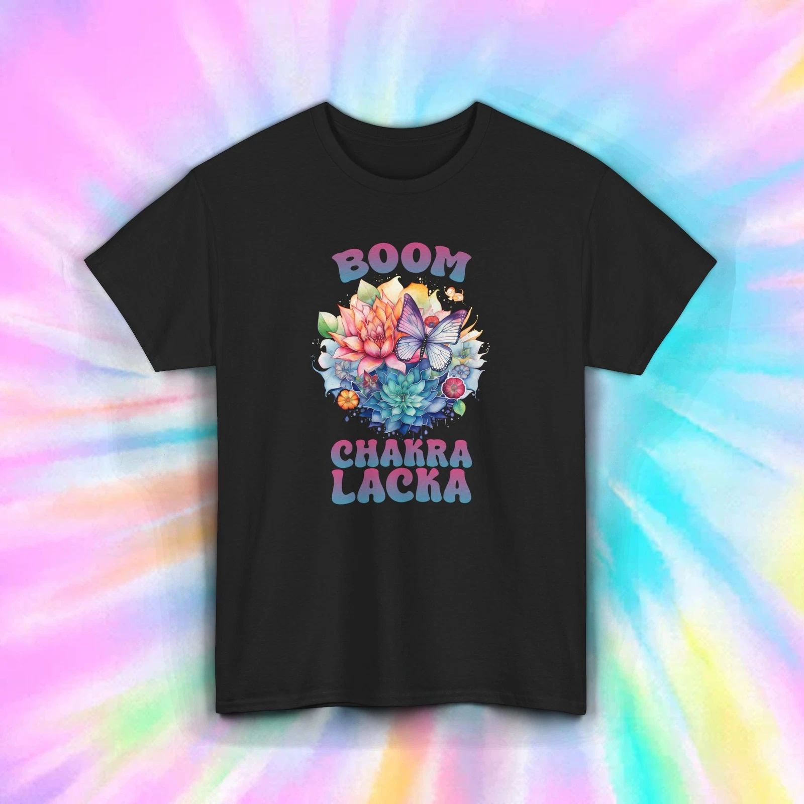 Boom Chakra Lacka Shirt Butterfly Lotus Boho Psychedelic Hippie Tee S-5XL