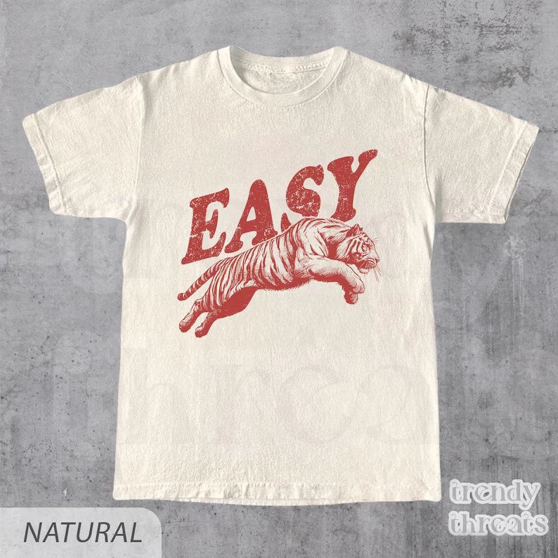 Easy Tiger Comfort Tee Retro Boho Style Unisex Soft Relax
