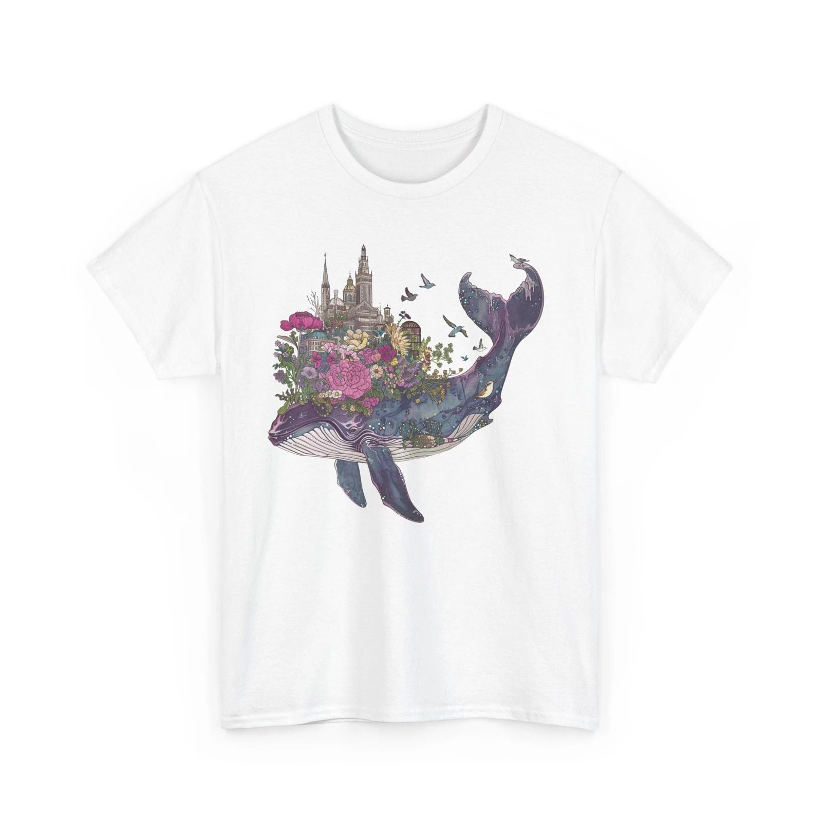 City Skyline T-Shirt | Urban Streetwear Tee | Boho Surreal Whale City Shirt