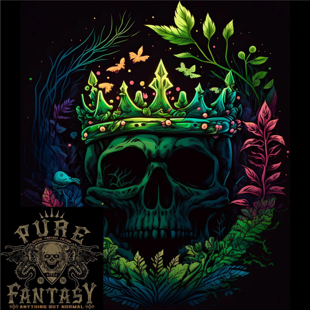 Fantasy Skull King in a Wreath Mens Light Cotton T-Shirt