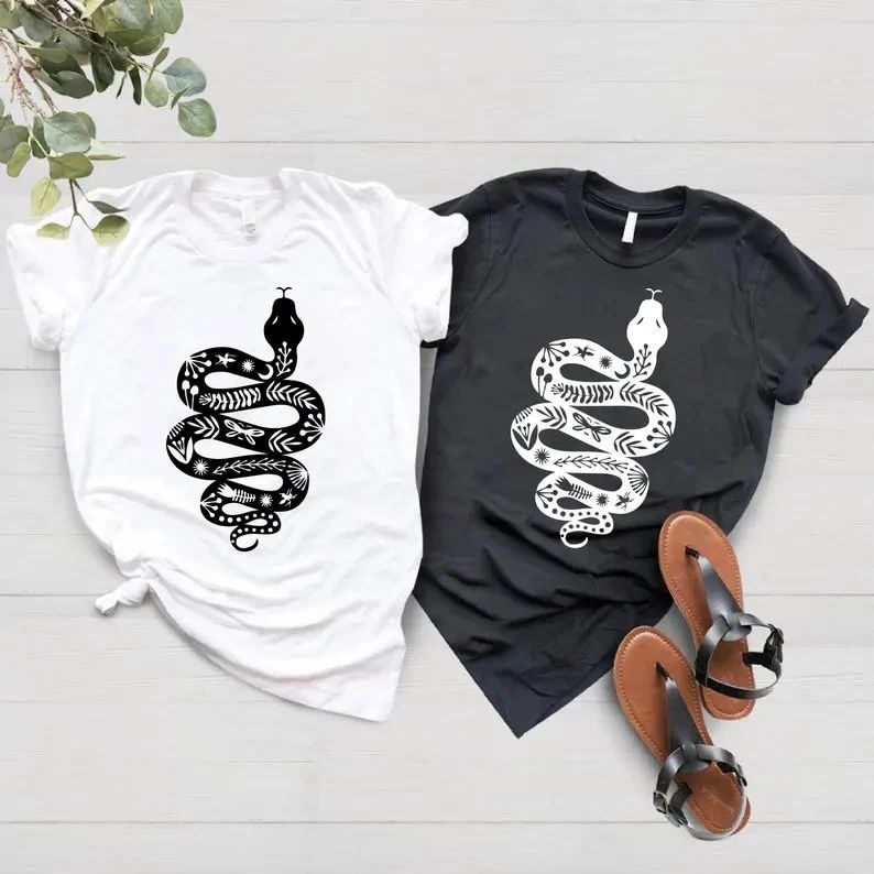 Snake and Flower, Spiritual Shirt, Snake Shirt, Boho Shirt, Floral Snake Shirt,