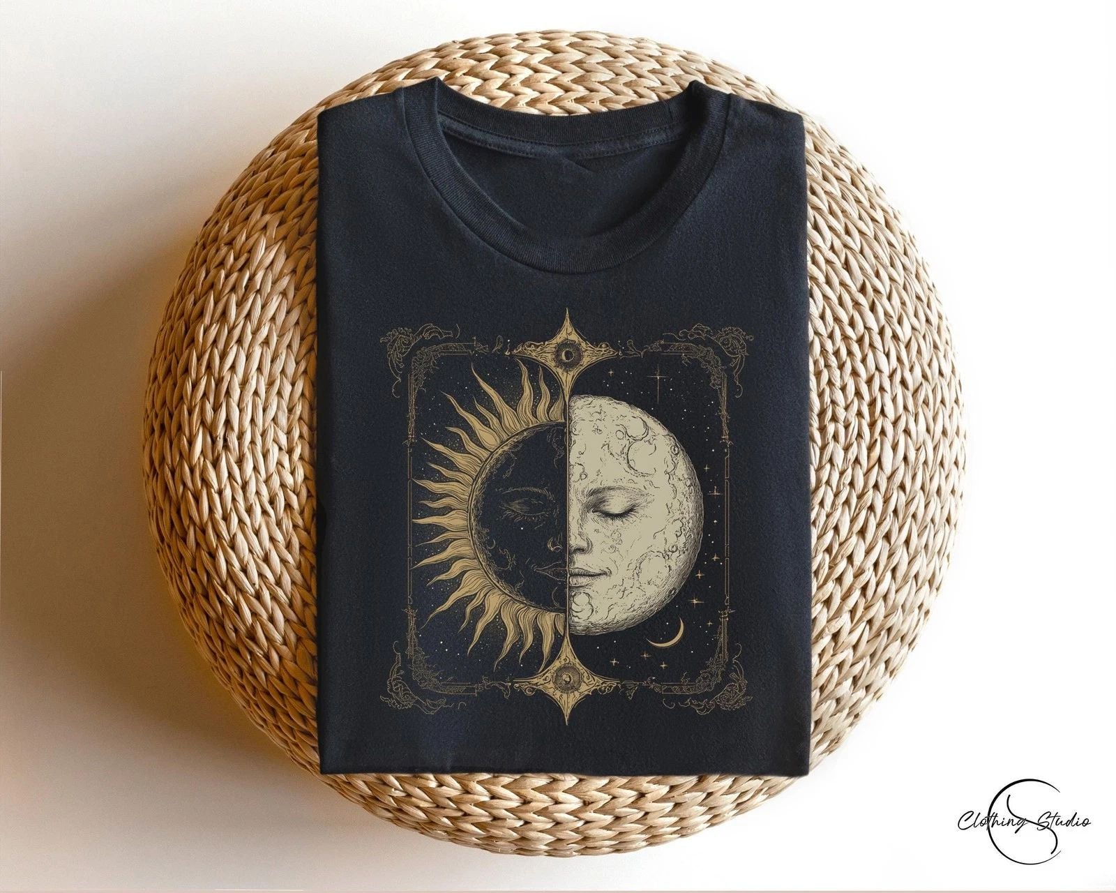 Retro Aesthetic T-Shirt, Moon And Sun Shirt, Astronomy , Boho