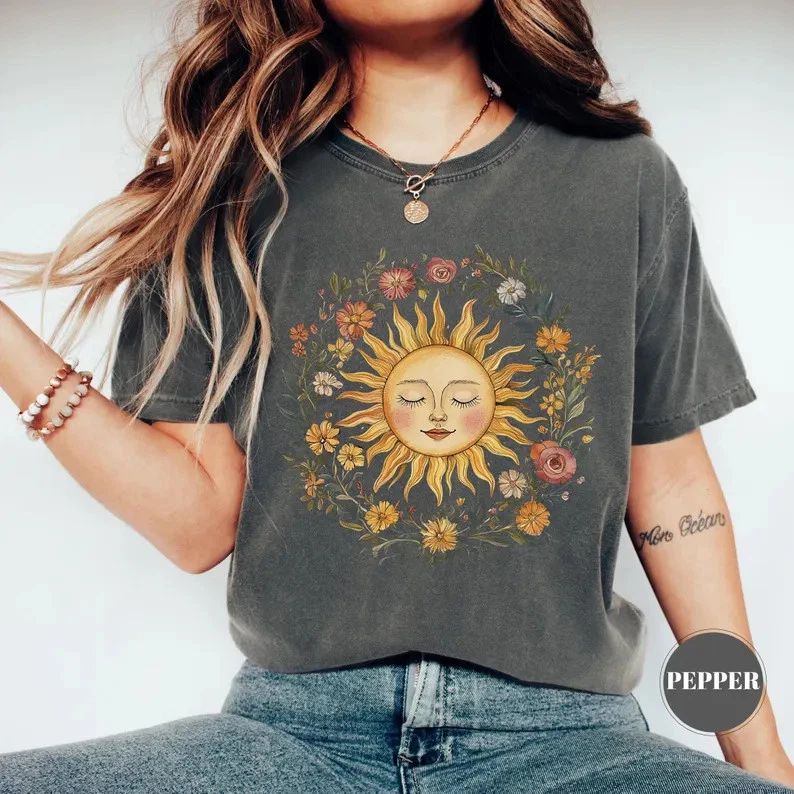 Boho Spiritual Sun Comfort Tee Bohemian Cute Relaxed Fit