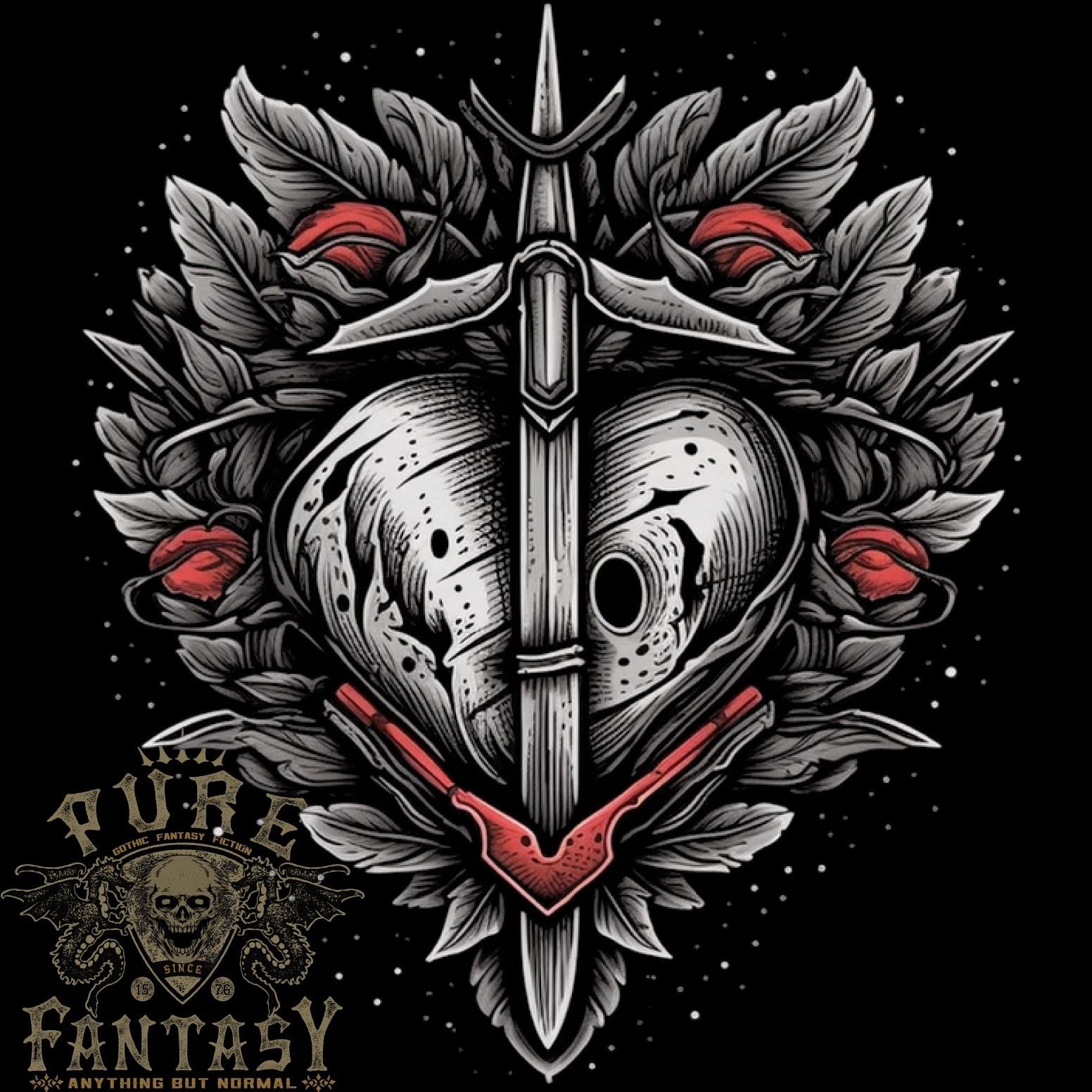 Fantasy Heart & Sword Mens Light Cotton T-Shirt