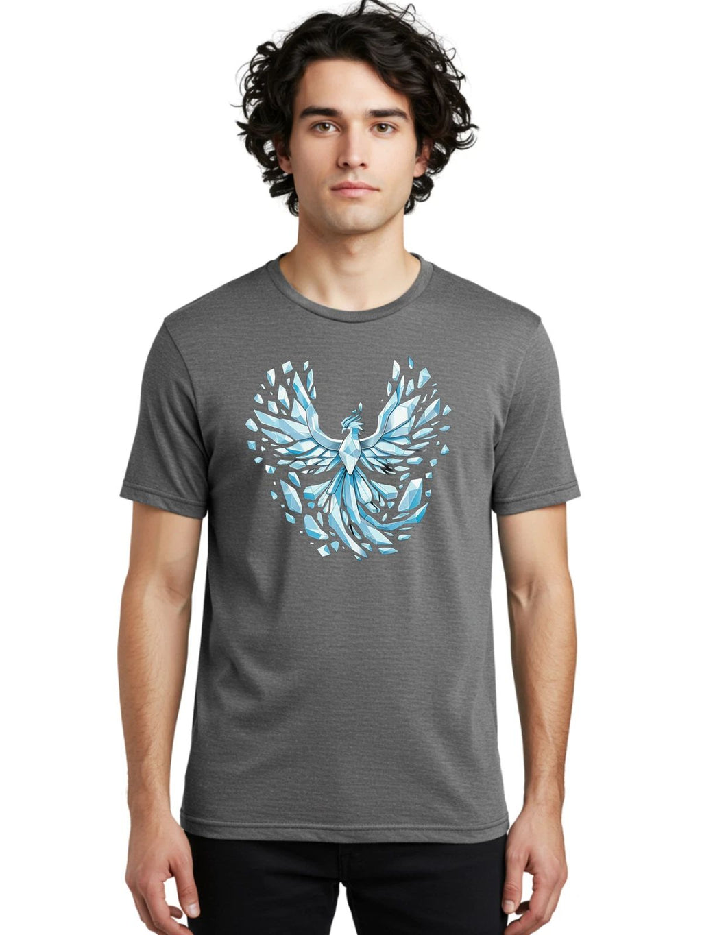 Crystal-Phoenix-1 Mens Graphic Tee, 100% Cotton, Casual Summer Wear