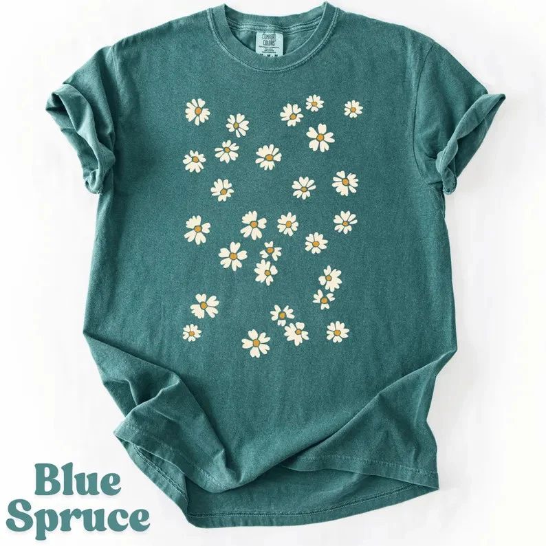 Daisy Floral Comfort Tee Boho Style Flower Shirt Women