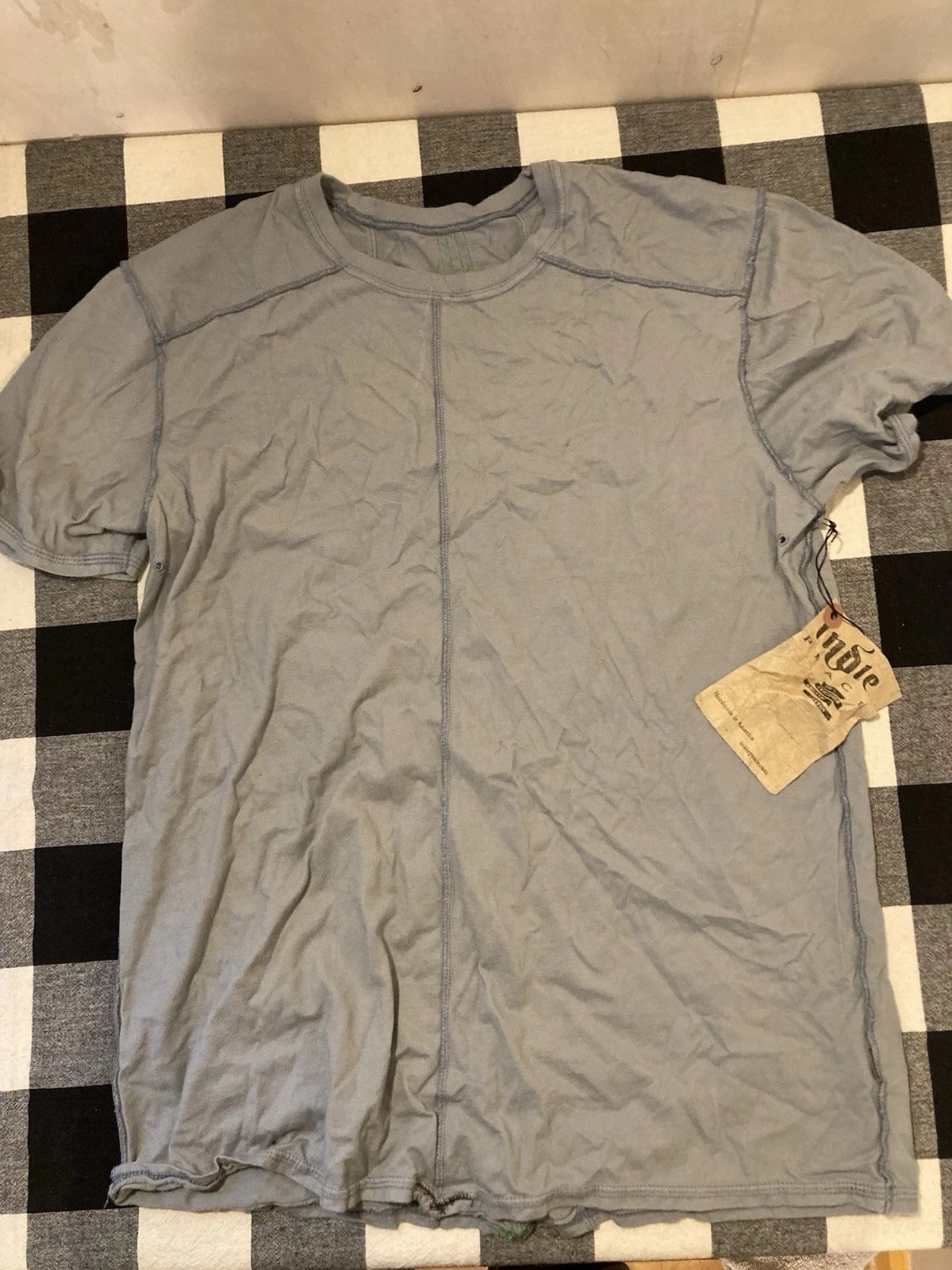 RARE NWT Indie Peace Organic Cotton Blue T-Shirt Made In USA Boho Designer Y2K