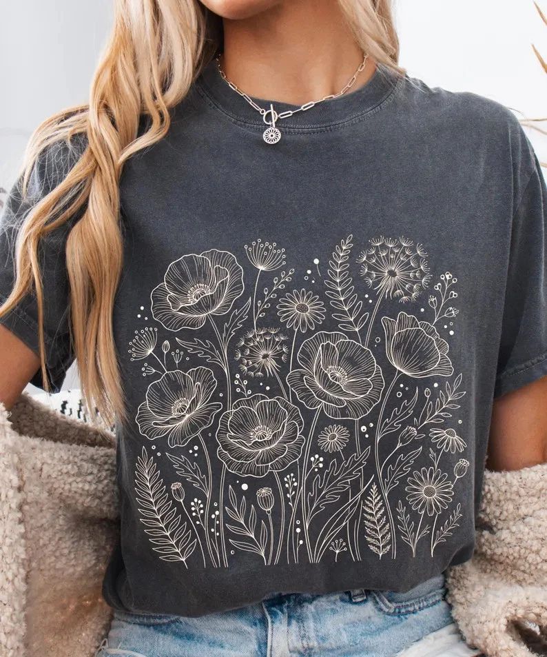 Boho Wildflower Botanical Floral Comfort Tee