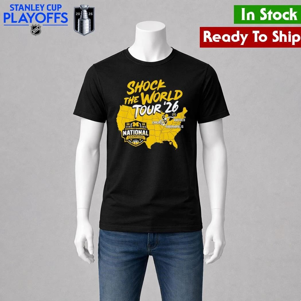 Michigan Wolverines MBB 2026 National Champions Shock the World Tour Shirt