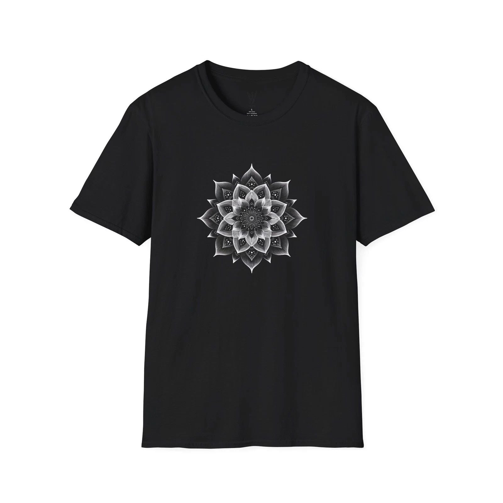 Boho Mandala Lotus T-Shirt, Unisex Graphic Tee Nature-Inspired Apparel Yoga