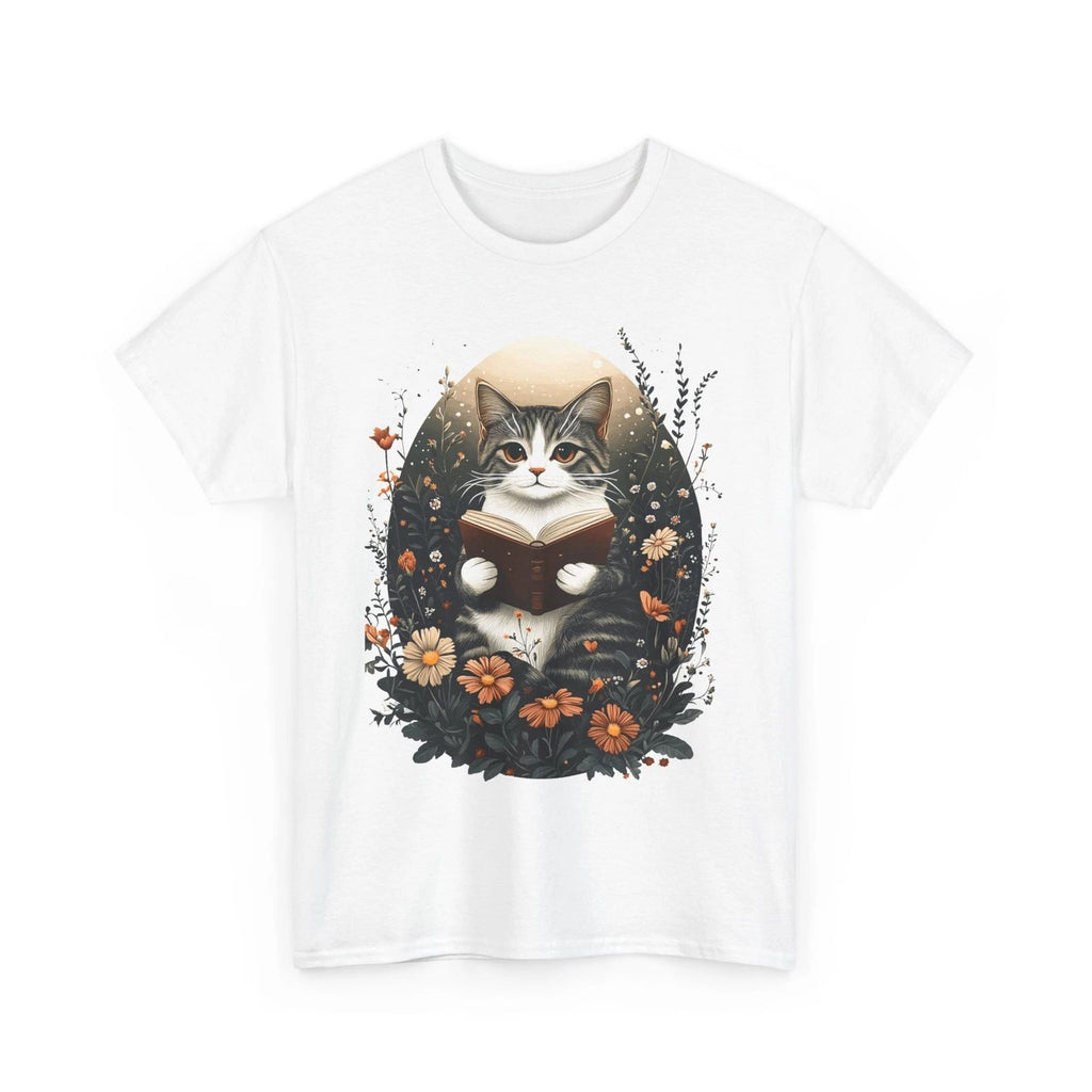 Book Lover T-Shirt | Funny Reading Shirt | Cat Reading a Book Boho T-Shirt