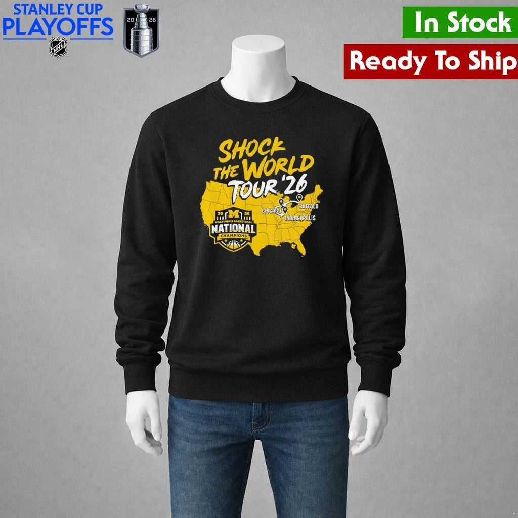 Michigan Wolverines MBB 2026 National Champions Shock the World Tour Shirt