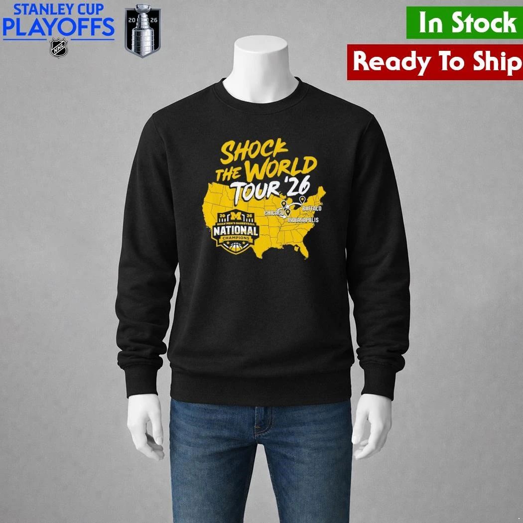 Michigan Wolverines MBB 2026 National Champions Shock the World Tour Shirt