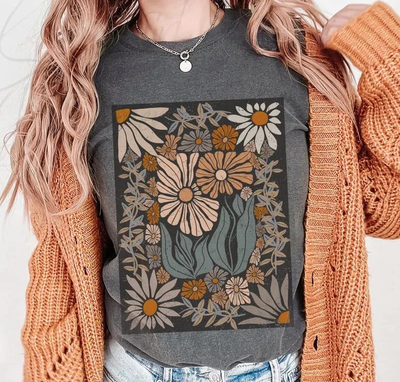 Boho Flower Comfort Tee Cottagecore Shirt