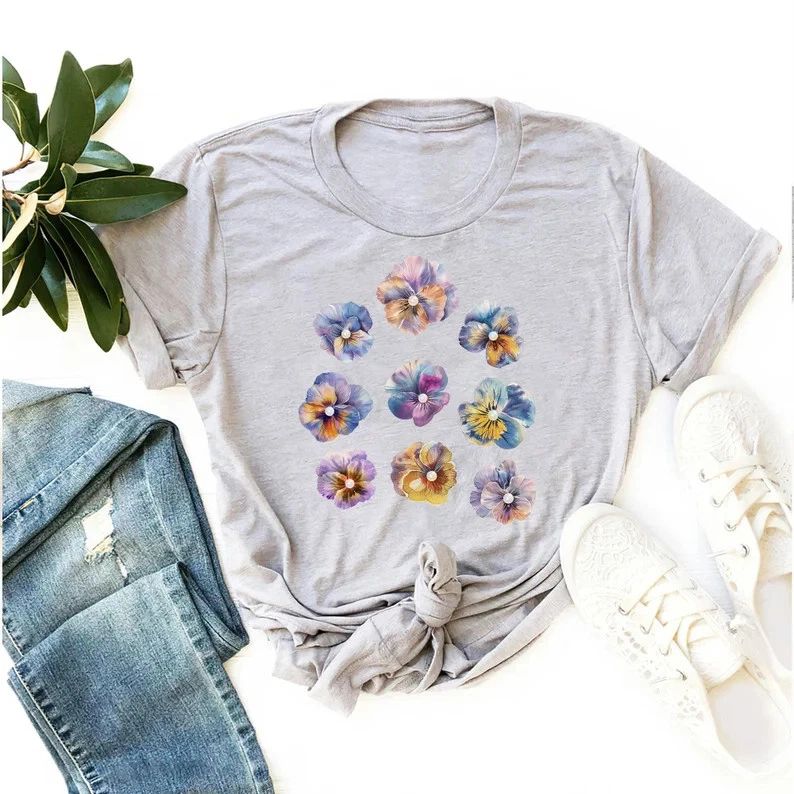 Watercolor Flowers Boho Floral Comfort Tee Shirt Nature Art