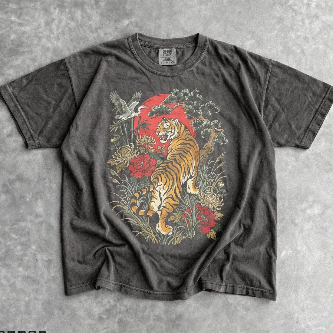 Retro Tiger T-Shirt - Vintage Boho Shirt - Linocut Style Wildcat Shirt -