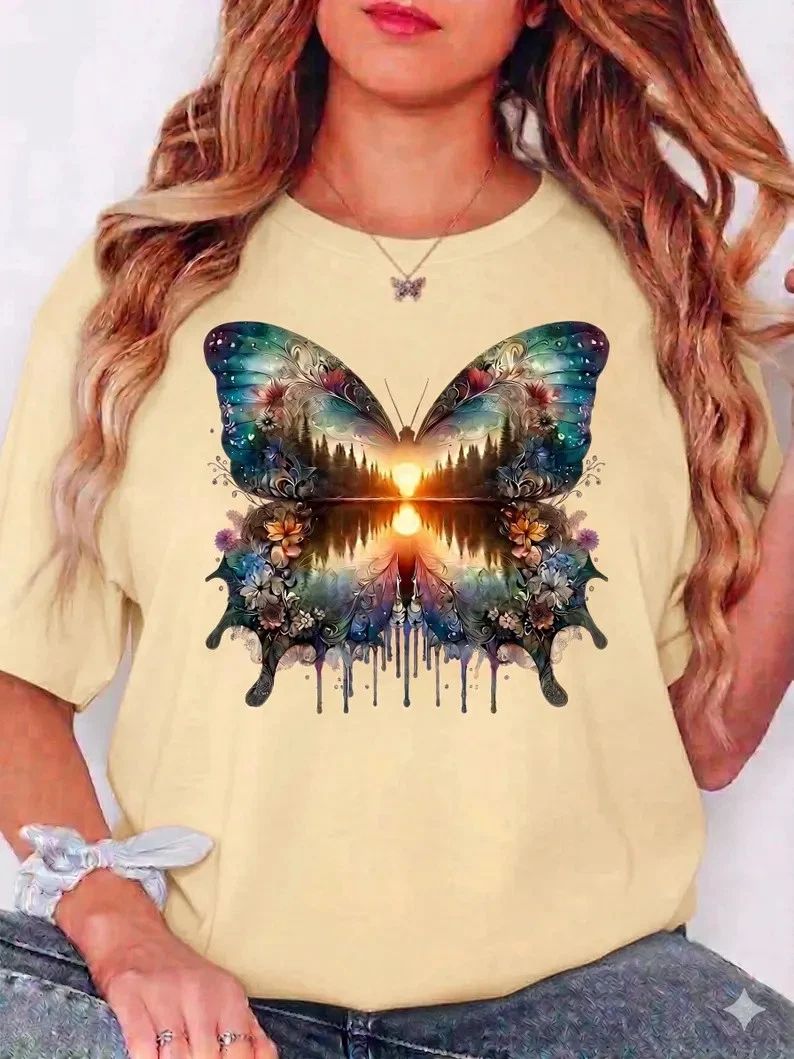 Boho Sunset Comfort Tee Aesthetic Nature Core Beach Vibes Soft Graphic Shirt