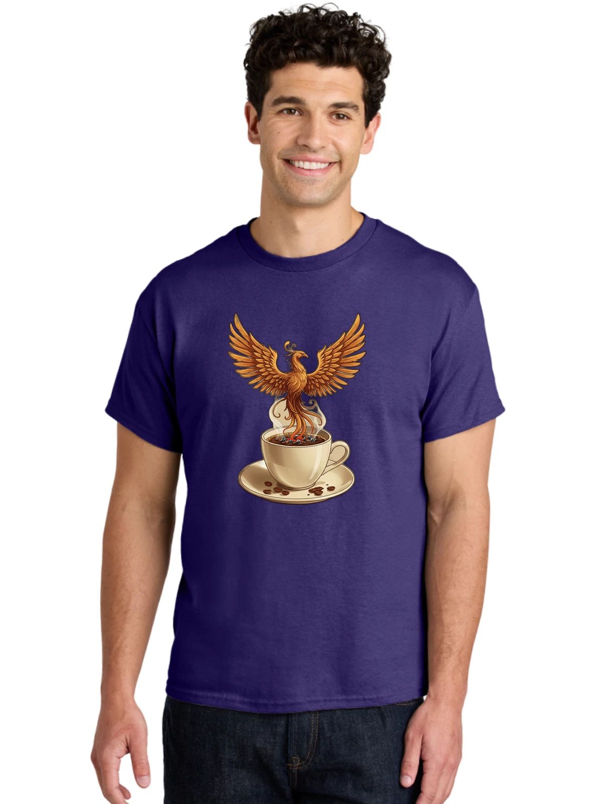 Phoenix-Coffee Mens Graphic Tee, 100% Cotton, Casual Summer Wear