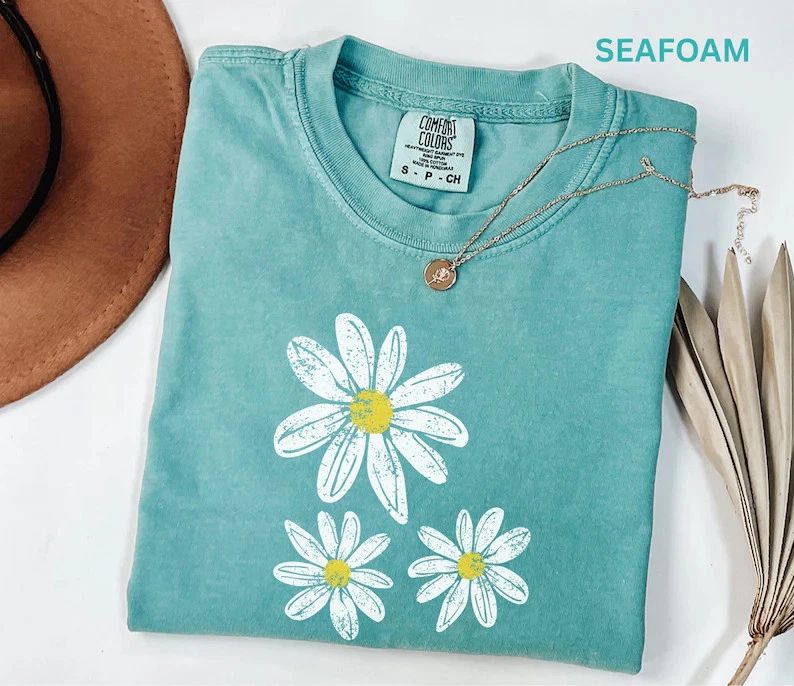 Comfort Tee Daisy Boho Floral Shirt Vintage Style Soft Cotton Gift