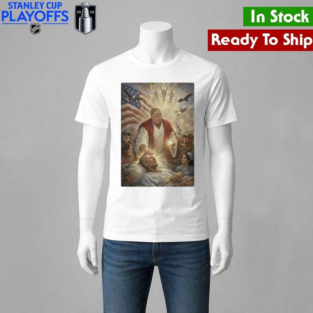 Trump Jesus Patriotic Healing Scene 2026 Humor Shirt