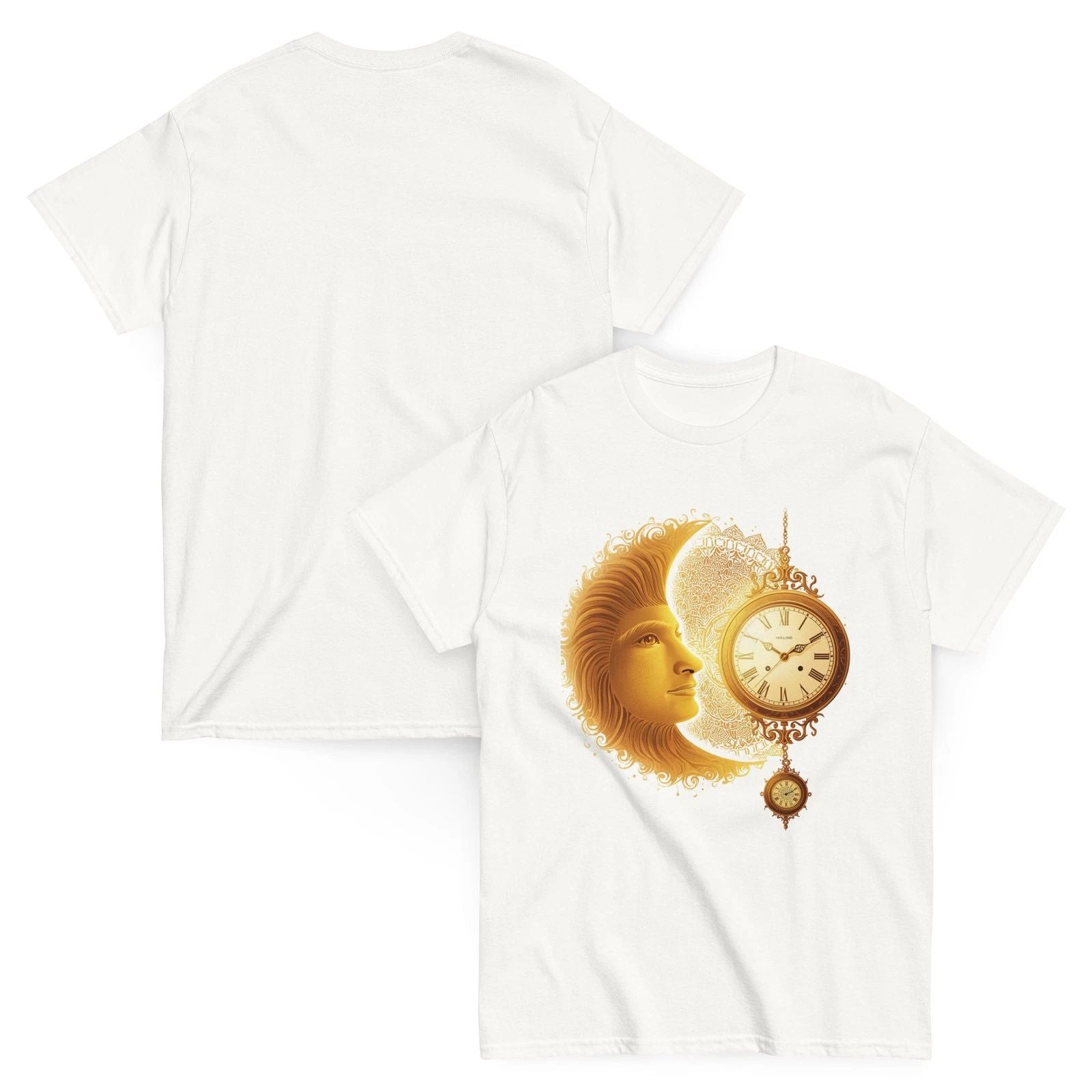 Golden Crescent Moon Mandala T Shirt - Boho Bohemian Hippie Sun