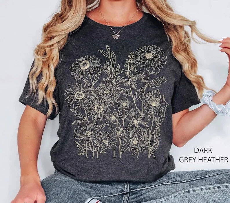 Vintage Pressed Flowers Comfort Tee Boho Style Nature Lover Gift Shirt