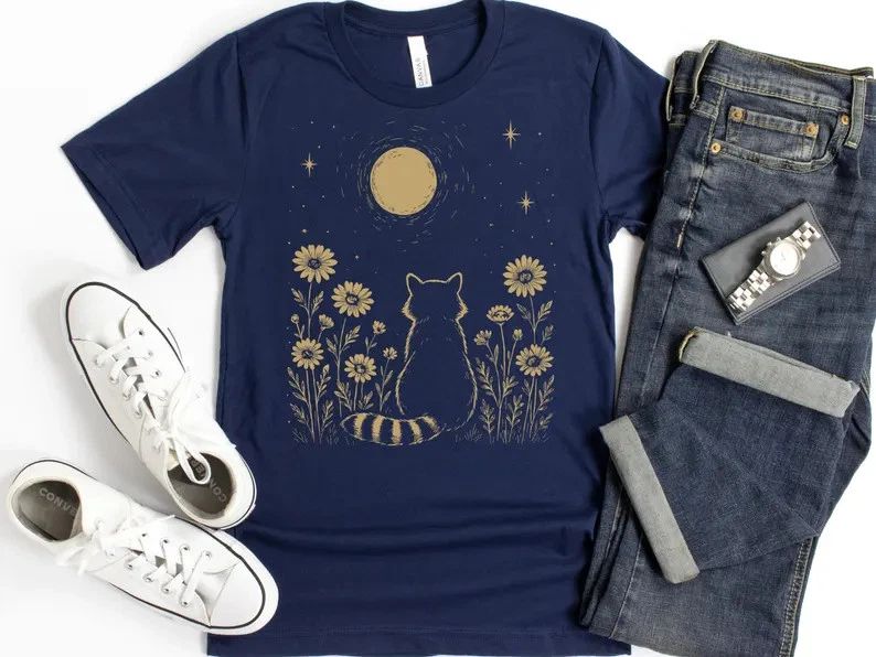 Raccoon Moon Minimalist Boho Comfort Tee