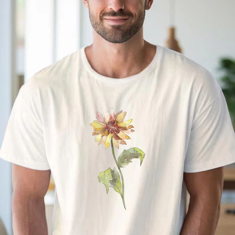 Boho Floral Watercolor Flower Comfort Tee Shirt Aesthetic Gift