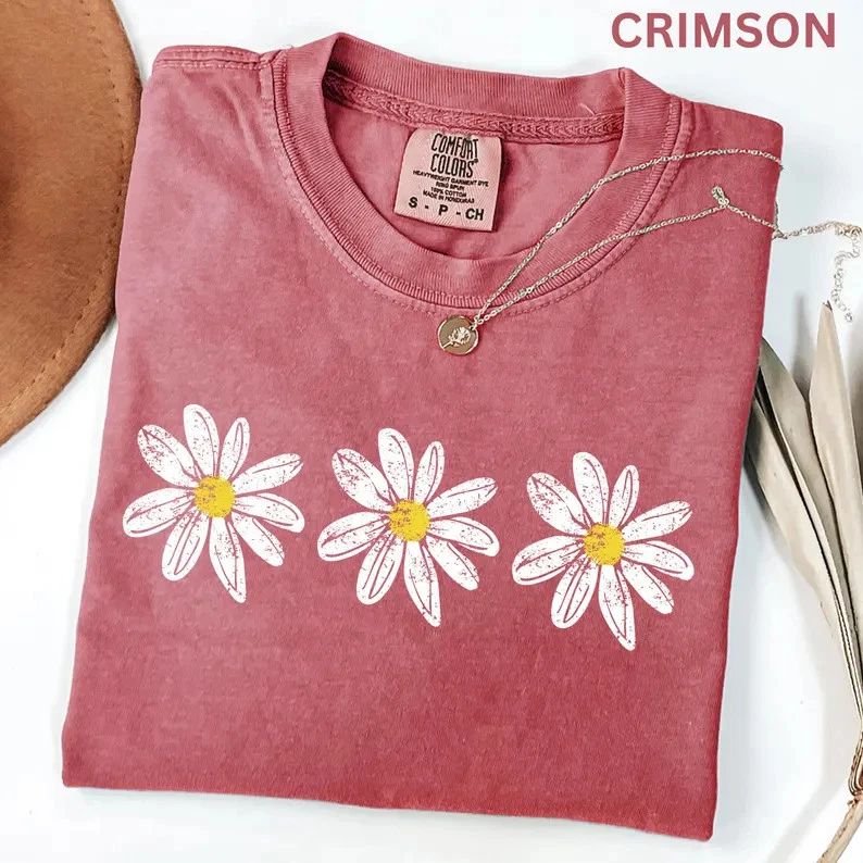Daisy Boho Floral Comfort Tee Shirt Women's Flower Graphic