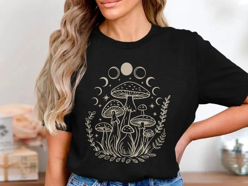 Boho Mushroom Cottagecore Comfort Tee Soft Cotton Graphic Top