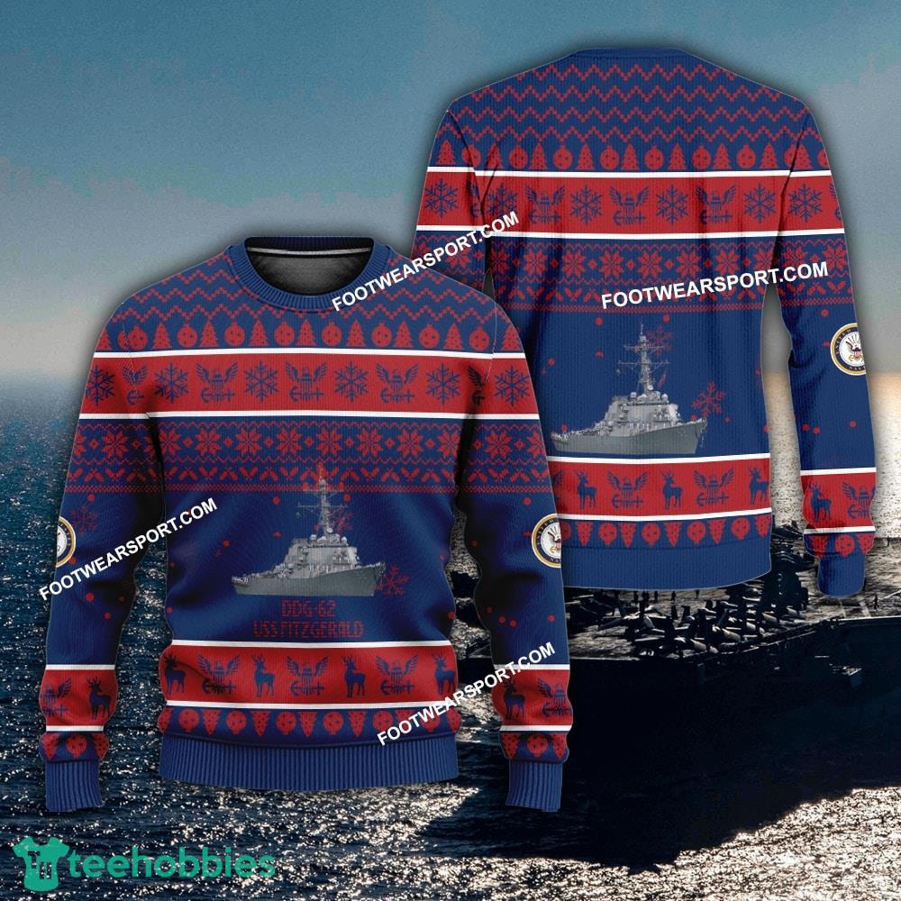 US Navy USS Fitzgerald DDG-62 Ugly Christmas 3D Sweater For Men Women