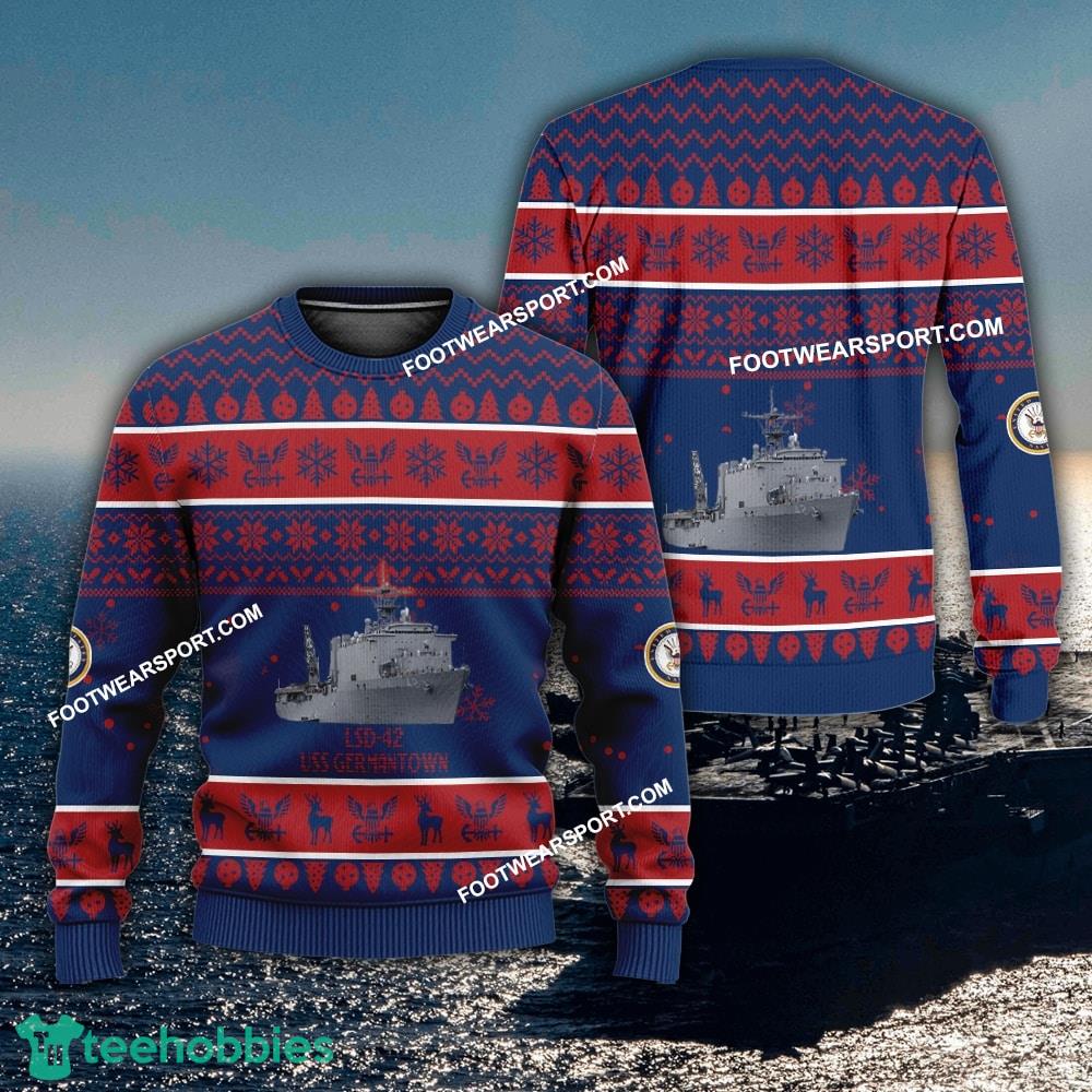 US Navy USS Germantown LSD-42 Ugly Christmas 3D Sweater For Men Women