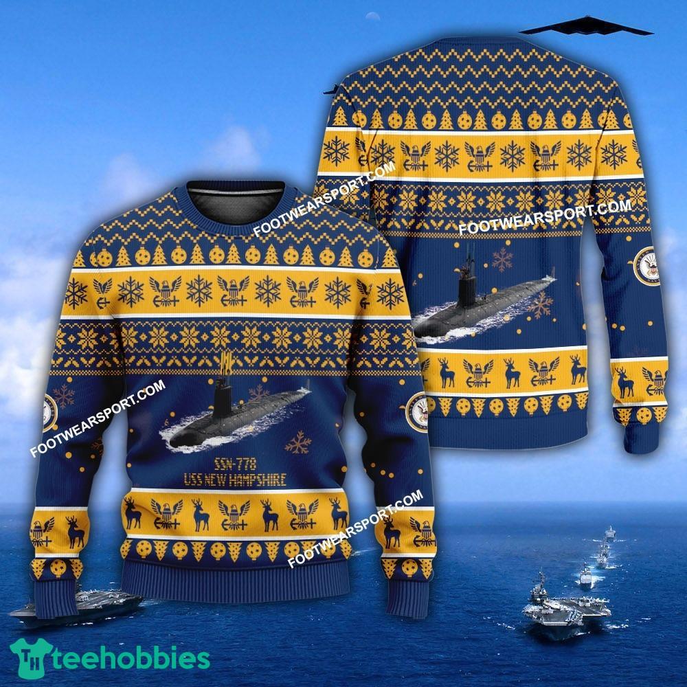 US Navy USS New Hampshire SSN-778 Ugly Christmas Sweater For Men Women