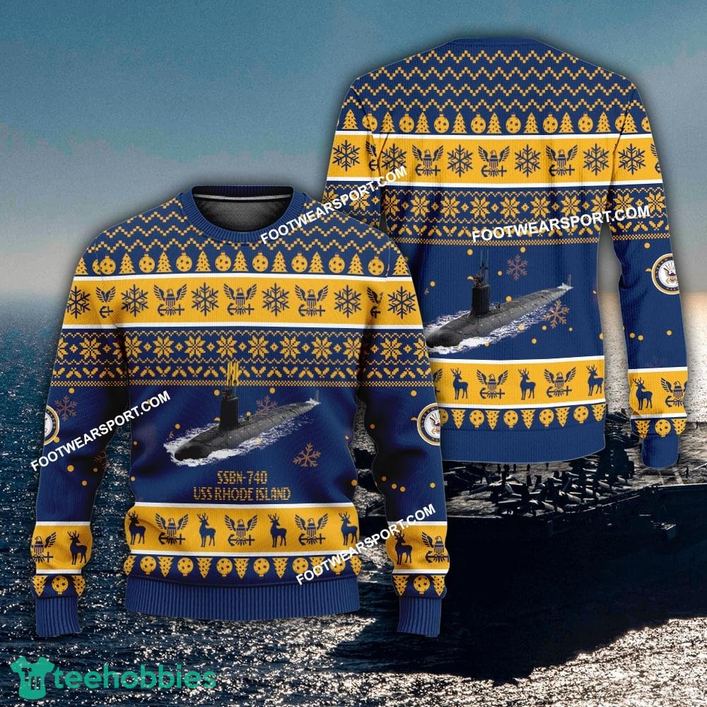 US Navy USS Rhode Island SSBN-740 Ugly Christmas 3D Sweater For Army