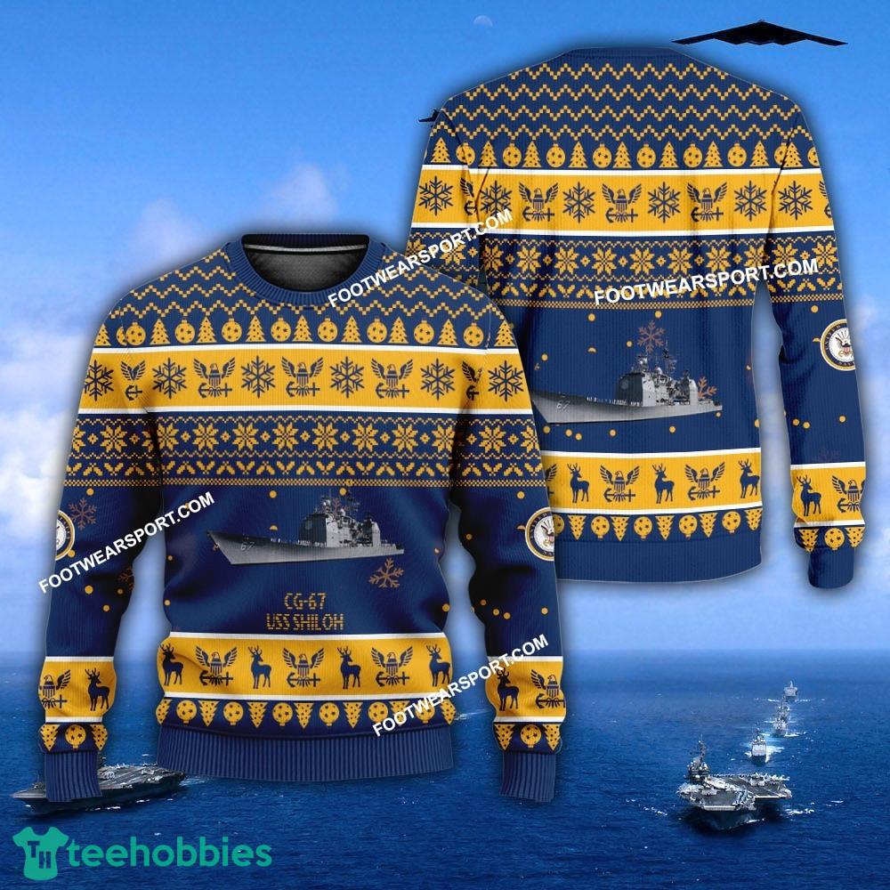 US Navy USS Shiloh CG-67 Ugly Christmas Sweater Gift Veteran