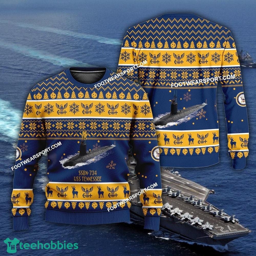 US Navy USS Tennessee SSBN-734 Knitted Xmas Sweater AOP For Army