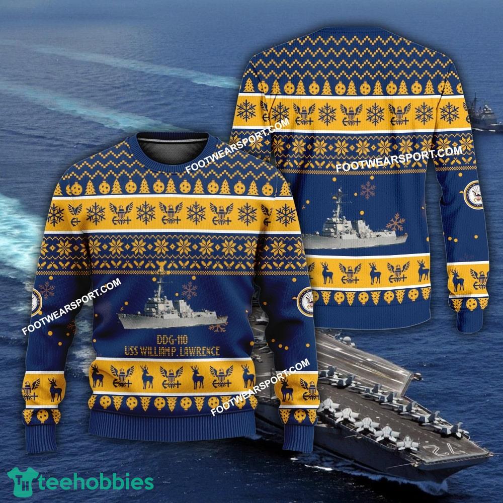 US Navy USS William P. Lawrence DDG-110 Ugly Christmas Sweater AOP Gift Veteran