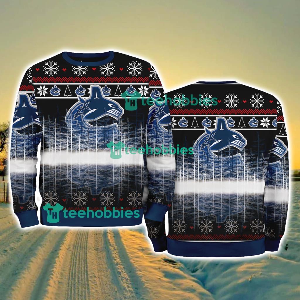 Vancouver Canucks Logo Brand Pine Tree Christmas Pattern Christmas Ugly Sweater