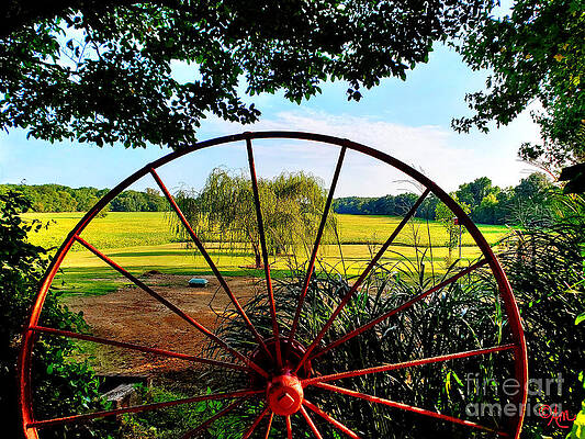 Wagon Wheel And Garden Print