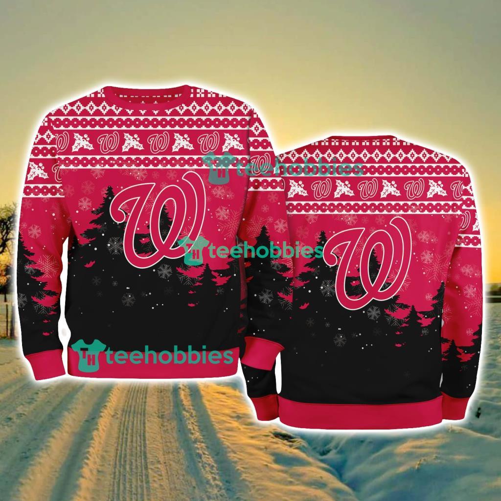 Washington Nationals MLB Knitting Pattern Christmas Tree Pine Happy Ugly Sweater Merry Chistmas