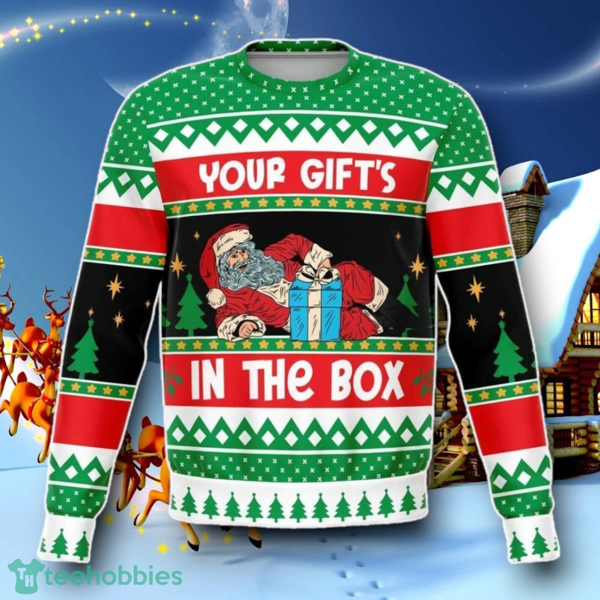 Your Gift In The Box Naughty Holiday Ugly Christmas 3D Sweater Special Gift