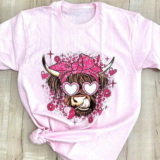 zValentine Highland Cow Graphic Tee